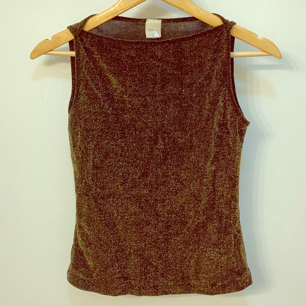 Sleeveless Shimmer Tank Top - Gold